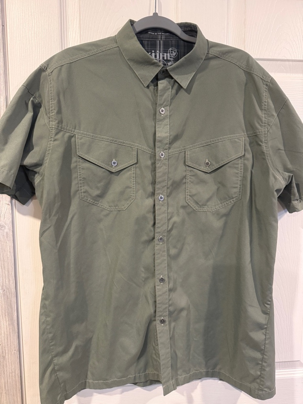 Kuhl Olive Short-Sleeve Casual Button-Down Shirt